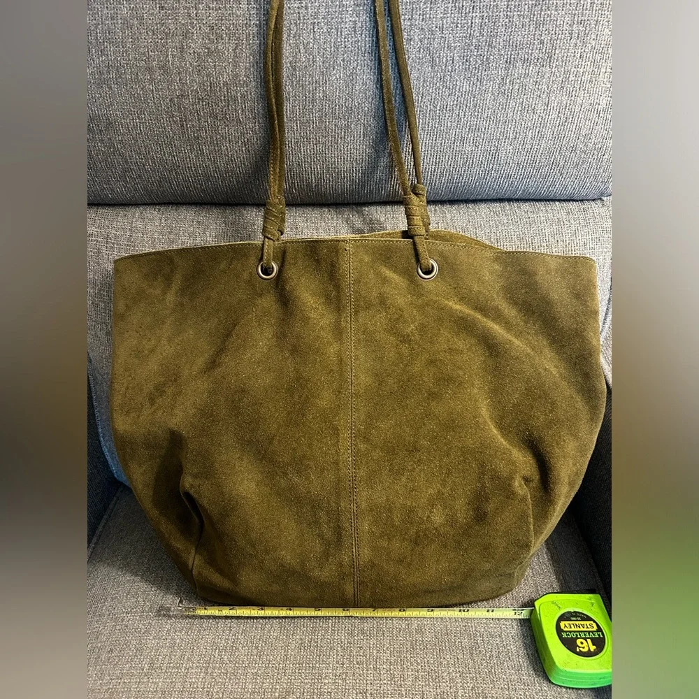 Olive Suede Tote Bag - Picture 3 of 6